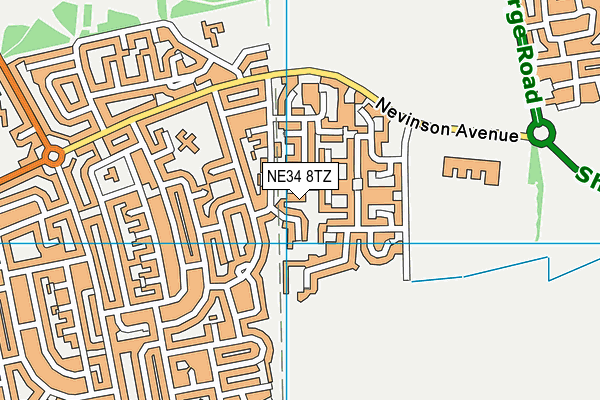 NE34 8TZ map - OS VectorMap District (Ordnance Survey)