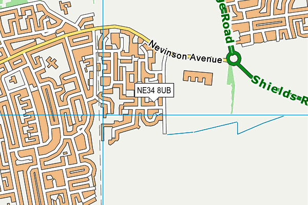 NE34 8UB map - OS VectorMap District (Ordnance Survey)