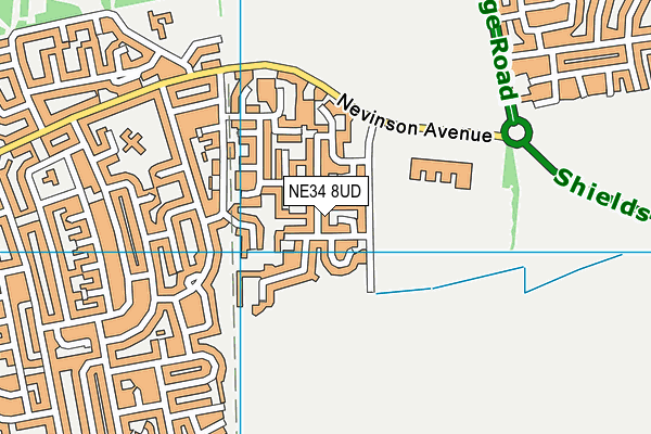 NE34 8UD map - OS VectorMap District (Ordnance Survey)