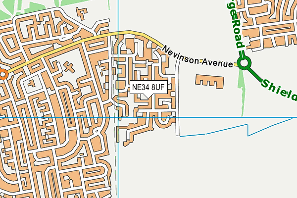 NE34 8UF map - OS VectorMap District (Ordnance Survey)