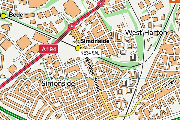 NE34 9AL map - OS VectorMap District (Ordnance Survey)