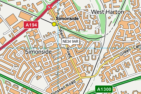 NE34 9AR map - OS VectorMap District (Ordnance Survey)