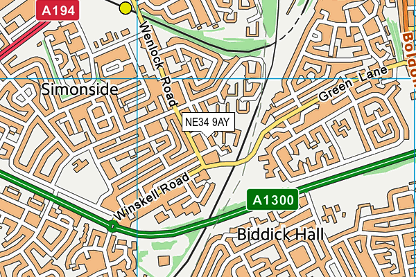 NE34 9AY map - OS VectorMap District (Ordnance Survey)