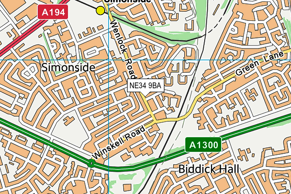 NE34 9BA map - OS VectorMap District (Ordnance Survey)