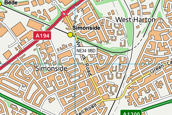 NE34 9BD map - OS VectorMap District (Ordnance Survey)