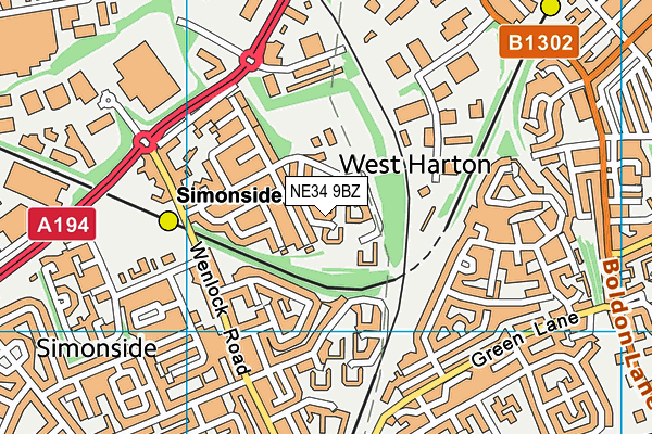 NE34 9BZ map - OS VectorMap District (Ordnance Survey)