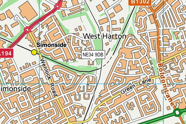 NE34 9DB map - OS VectorMap District (Ordnance Survey)