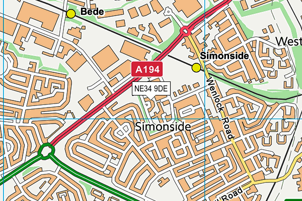 NE34 9DE map - OS VectorMap District (Ordnance Survey)