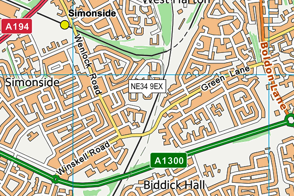 NE34 9EX map - OS VectorMap District (Ordnance Survey)