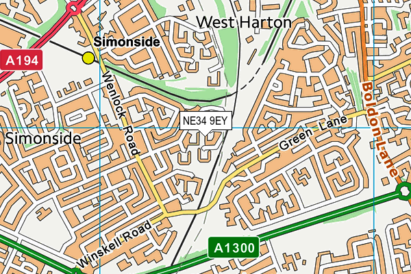 NE34 9EY map - OS VectorMap District (Ordnance Survey)