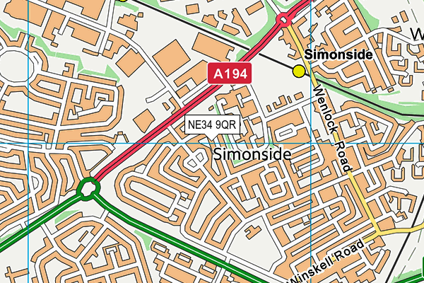 NE34 9QR map - OS VectorMap District (Ordnance Survey)