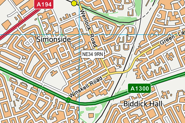 NE34 9RN map - OS VectorMap District (Ordnance Survey)