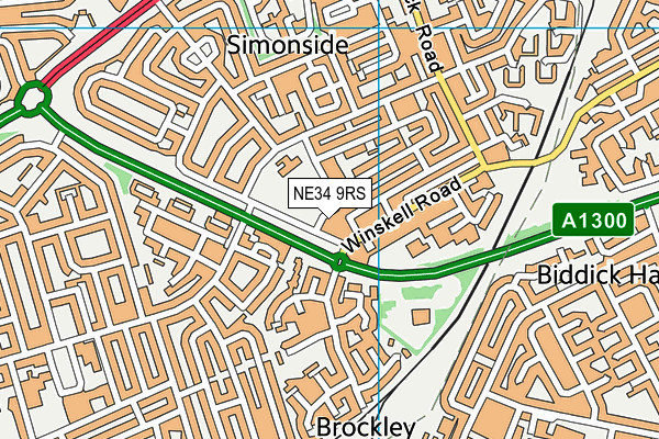 NE34 9RS map - OS VectorMap District (Ordnance Survey)