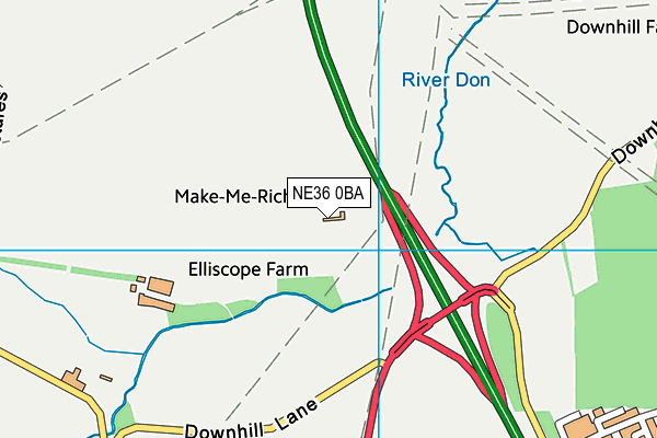 NE36 0BA map - OS VectorMap District (Ordnance Survey)