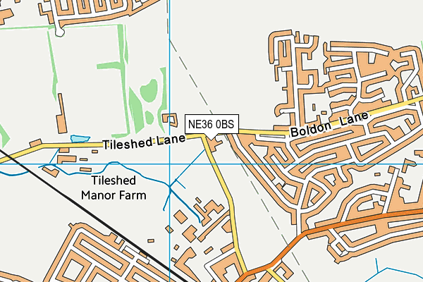 NE36 0BS map - OS VectorMap District (Ordnance Survey)