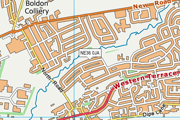 NE36 0JA map - OS VectorMap District (Ordnance Survey)