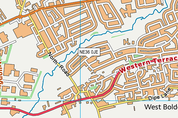 NE36 0JE map - OS VectorMap District (Ordnance Survey)