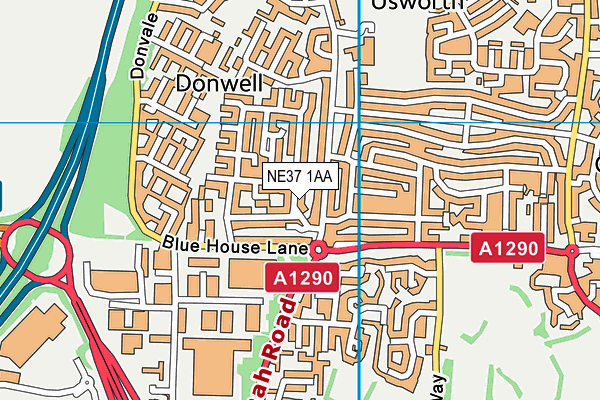 NE37 1AA map - OS VectorMap District (Ordnance Survey)