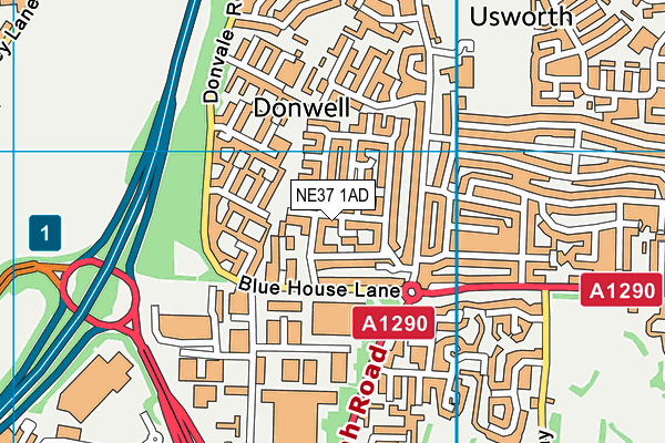 NE37 1AD map - OS VectorMap District (Ordnance Survey)