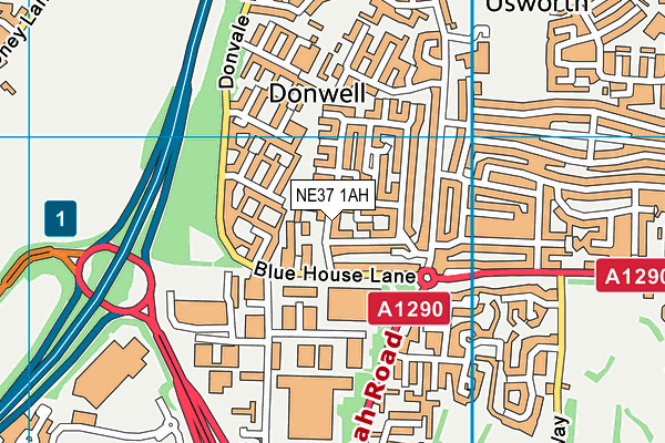 NE37 1AH map - OS VectorMap District (Ordnance Survey)