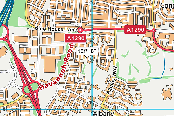 NE37 1BT map - OS VectorMap District (Ordnance Survey)