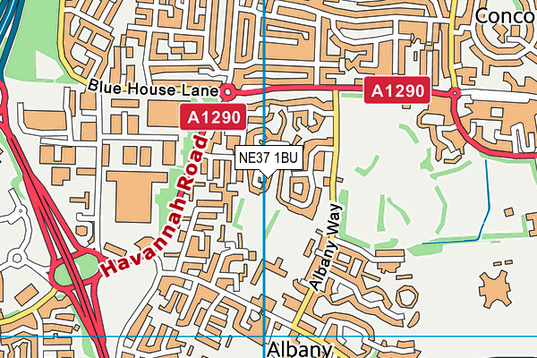 NE37 1BU map - OS VectorMap District (Ordnance Survey)