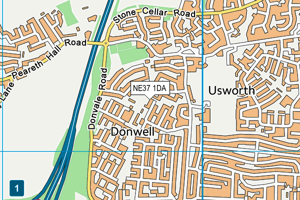 NE37 1DA map - OS VectorMap District (Ordnance Survey)