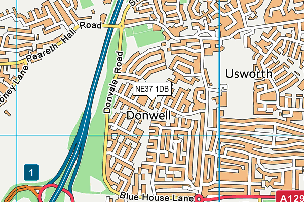 NE37 1DB map - OS VectorMap District (Ordnance Survey)