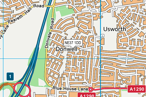 NE37 1DD map - OS VectorMap District (Ordnance Survey)