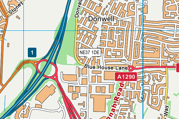 NE37 1DE map - OS VectorMap District (Ordnance Survey)