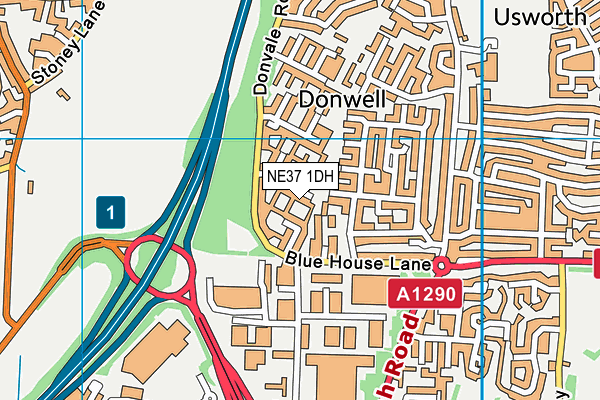 NE37 1DH map - OS VectorMap District (Ordnance Survey)