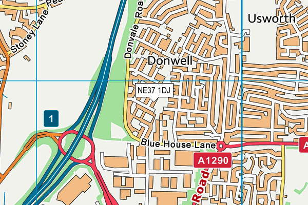 NE37 1DJ map - OS VectorMap District (Ordnance Survey)