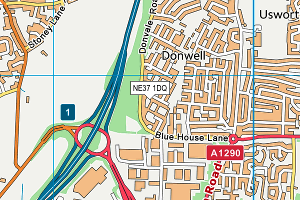 NE37 1DQ map - OS VectorMap District (Ordnance Survey)