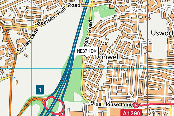 NE37 1DX map - OS VectorMap District (Ordnance Survey)