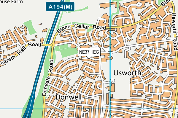 NE37 1EG map - OS VectorMap District (Ordnance Survey)