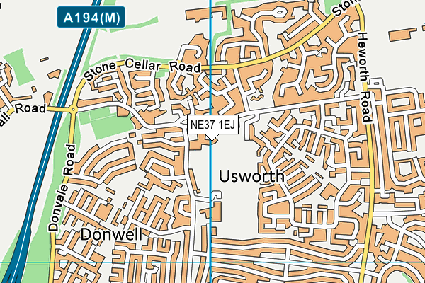 NE37 1EJ map - OS VectorMap District (Ordnance Survey)