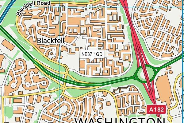 NE37 1GD map - OS VectorMap District (Ordnance Survey)