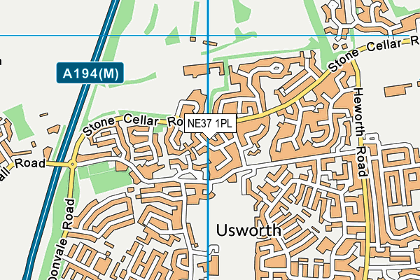NE37 1PL map - OS VectorMap District (Ordnance Survey)