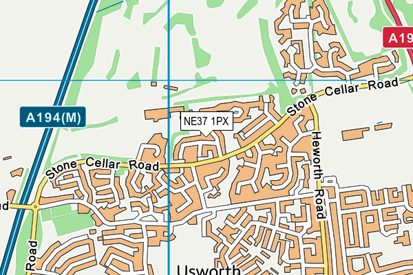 NE37 1PX map - OS VectorMap District (Ordnance Survey)