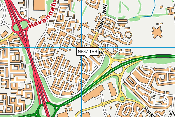 NE37 1RB map - OS VectorMap District (Ordnance Survey)