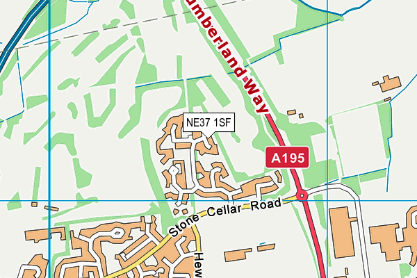 NE37 1SF map - OS VectorMap District (Ordnance Survey)