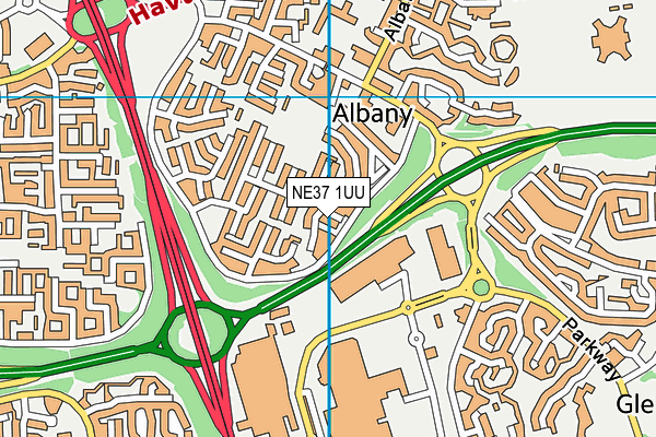 NE37 1UU map - OS VectorMap District (Ordnance Survey)