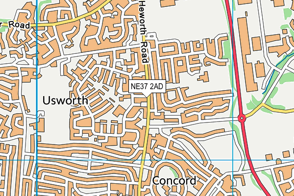 NE37 2AD map - OS VectorMap District (Ordnance Survey)