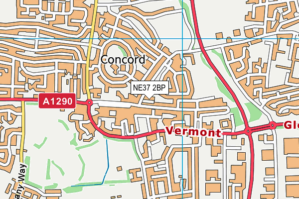NE37 2BP map - OS VectorMap District (Ordnance Survey)
