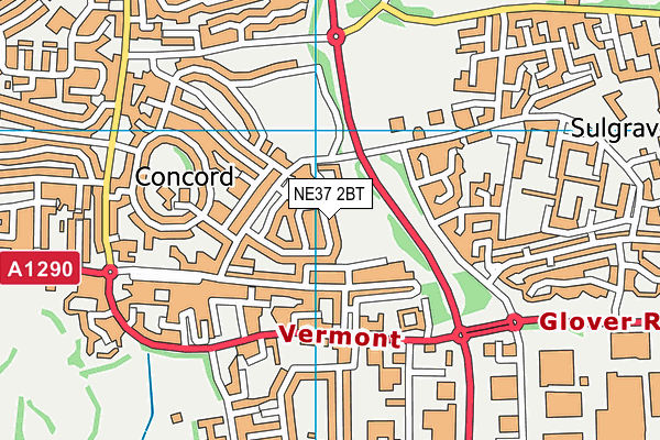 NE37 2BT map - OS VectorMap District (Ordnance Survey)