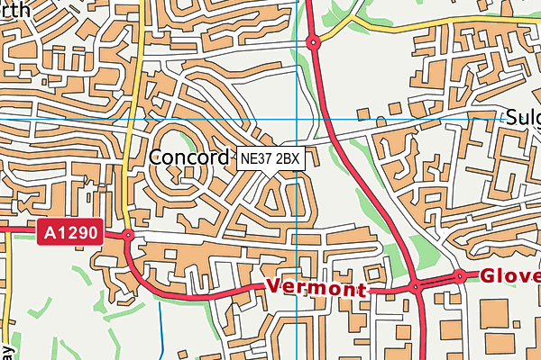 NE37 2BX map - OS VectorMap District (Ordnance Survey)