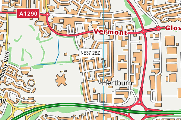 NE37 2BZ map - OS VectorMap District (Ordnance Survey)