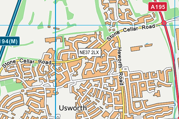 NE37 2LX map - OS VectorMap District (Ordnance Survey)