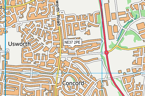 NE37 2PE map - OS VectorMap District (Ordnance Survey)