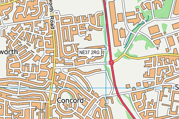 NE37 2RG map - OS VectorMap District (Ordnance Survey)